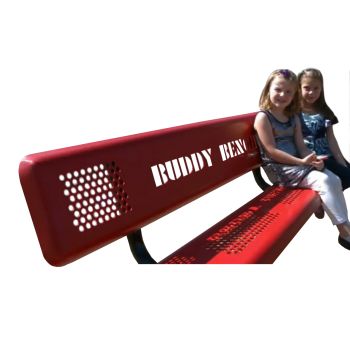 6 foot long Standard Buddy Bench with Perforated Steel with Back