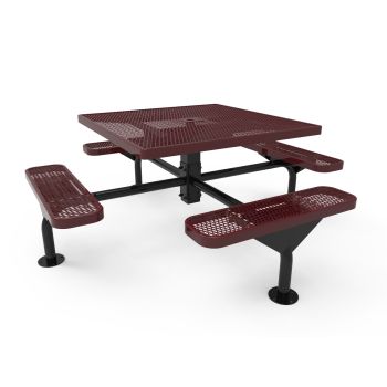 Expanded Metal Deluxe Frame Square Table - 4 Seats - Surface Mount