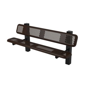 Perforated Style Square Frame Park Bench - 6 Feet - Single-Sided - In-Ground Mount