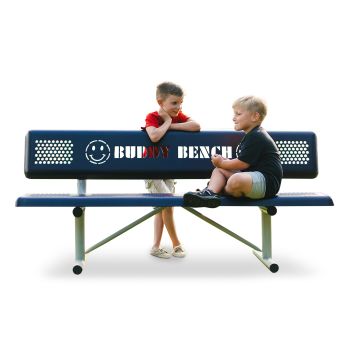 6 foot long Smiles Buddy Bench with Perforated Steel with Back