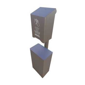 Post-Mounted Hand Sanitizer Holder with Trash Receptacle