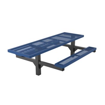 ADA Accessible Regal Rectangular Double Pedestal Frame Picnic Table with Attached Seating - In-ground Mount