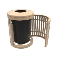 32 Gallon Ribbed Steel Trash Receptacle with Door and Lid