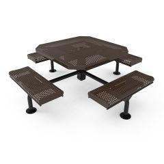 Honeycomb Steel Deluxe Frame Octagon Table with Rolled Edge Seats - 4 Seats - Surface Mount