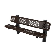 Perforated Style Square Frame Park Bench - 6 Feet - Single-Sided - In-Ground Mount