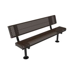 Honeycomb Steel Rolled Edge Bench with Back - Surface Mount