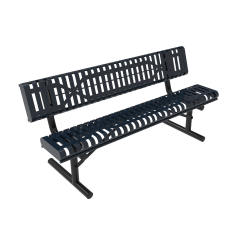 Ribbed Steel Rolled Edge Bench with Back - Portable Mount
