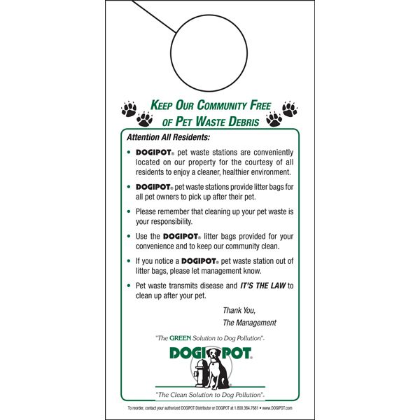 50 Pak DOGIPOT Informational Doorhangers