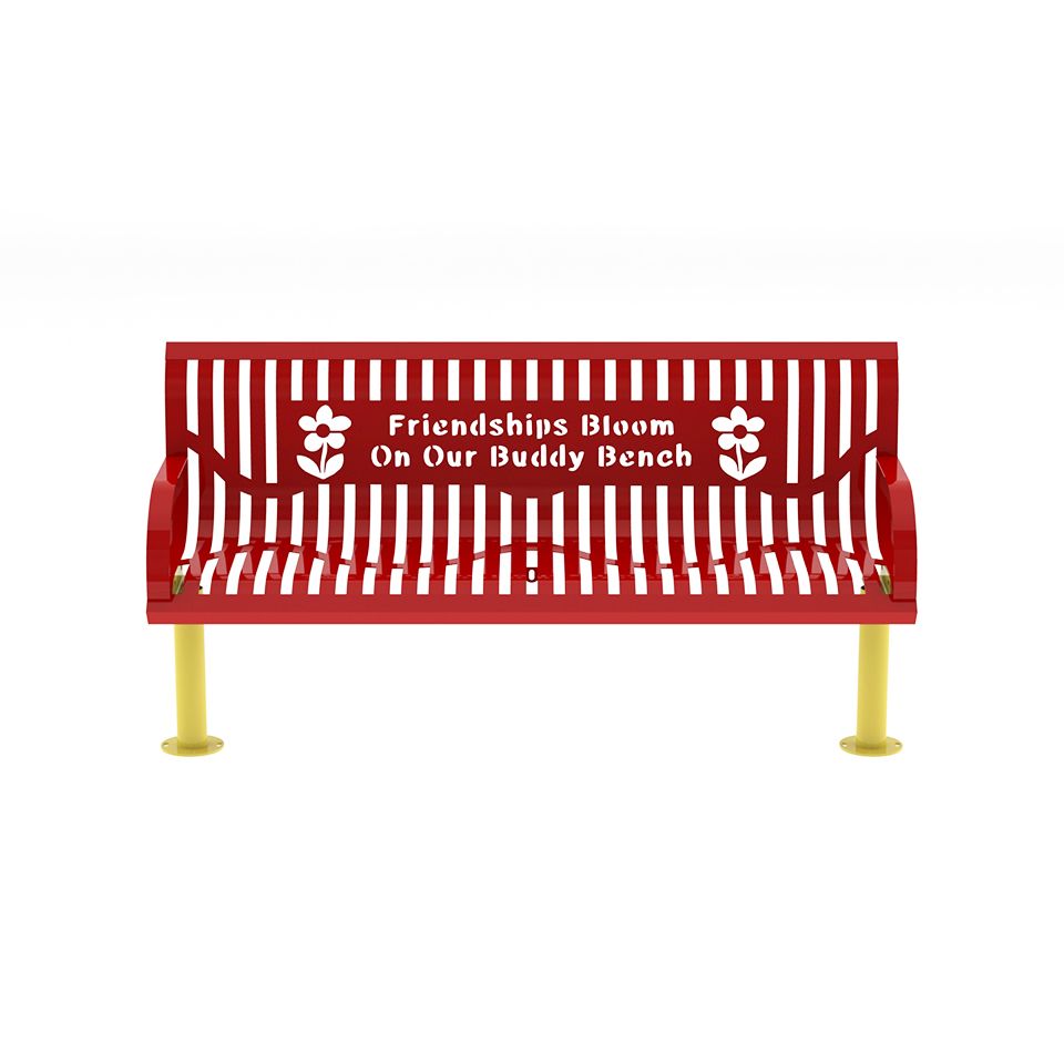 6 foot long Buddy Bloom Buddy Bench with Classic Wingline Style with Back