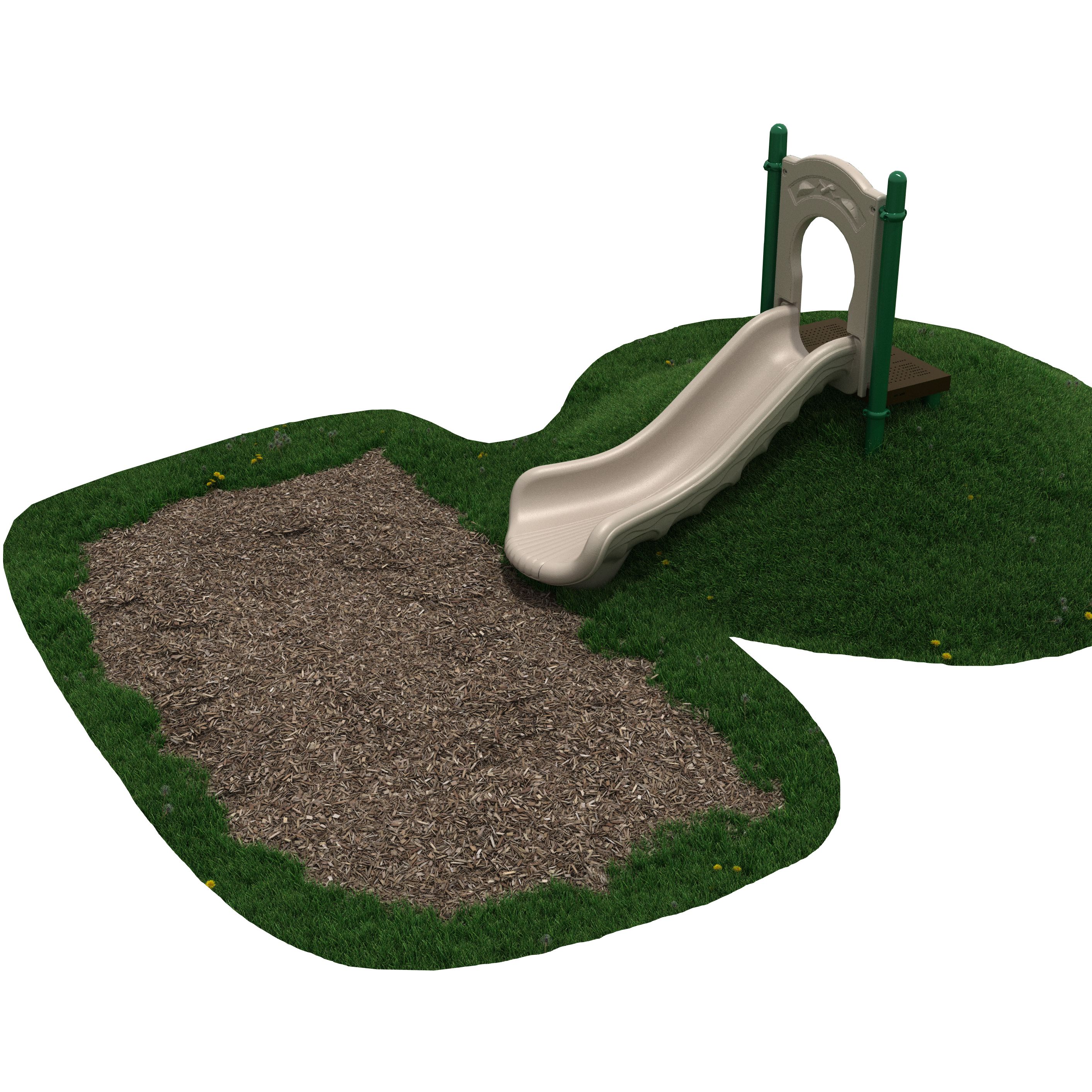 3-feet Single Straight Hillside Slide in Tan with Rainforest Green Posts