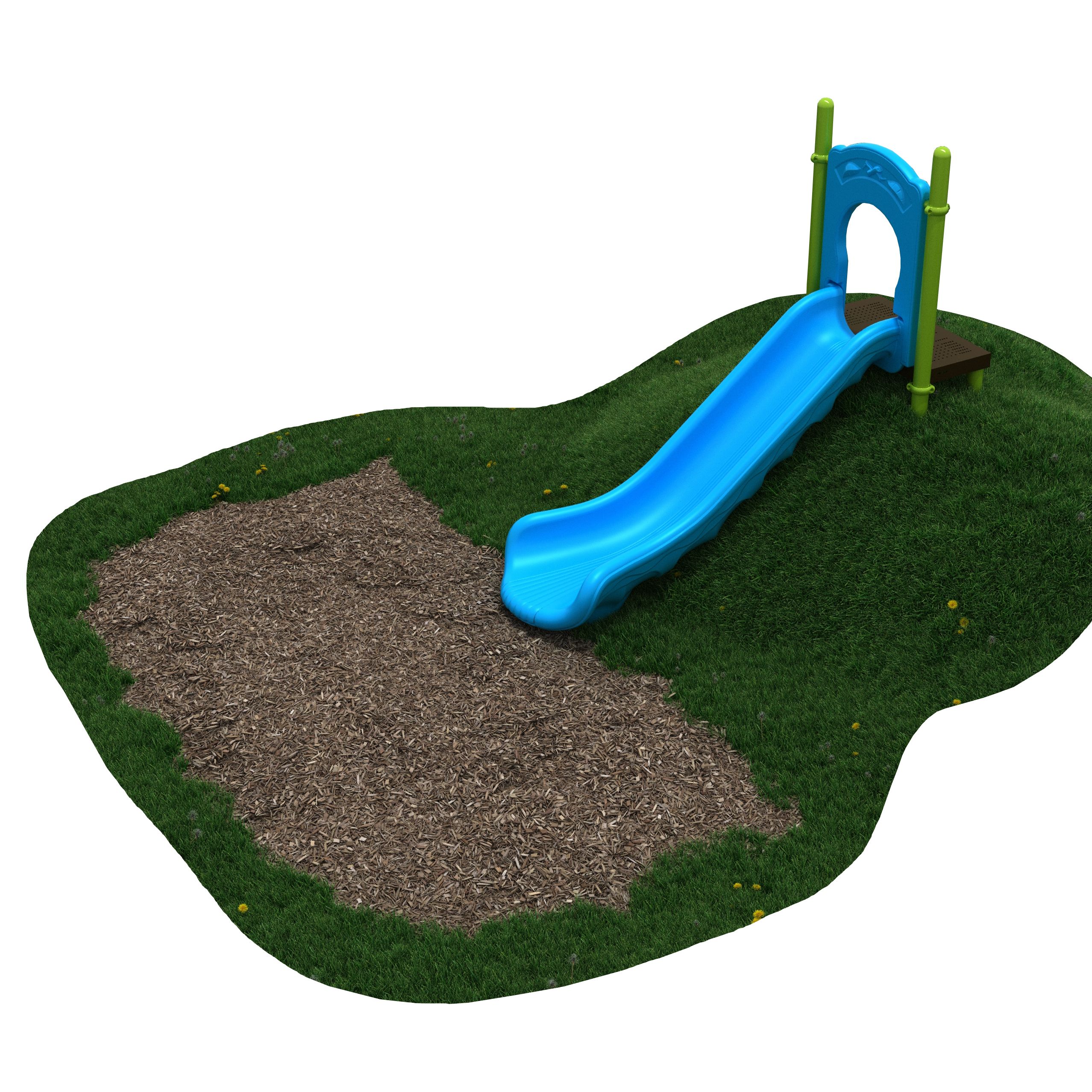 4-feet Single Straight Hillside Slide in Sky Blue with Lime Green Posts