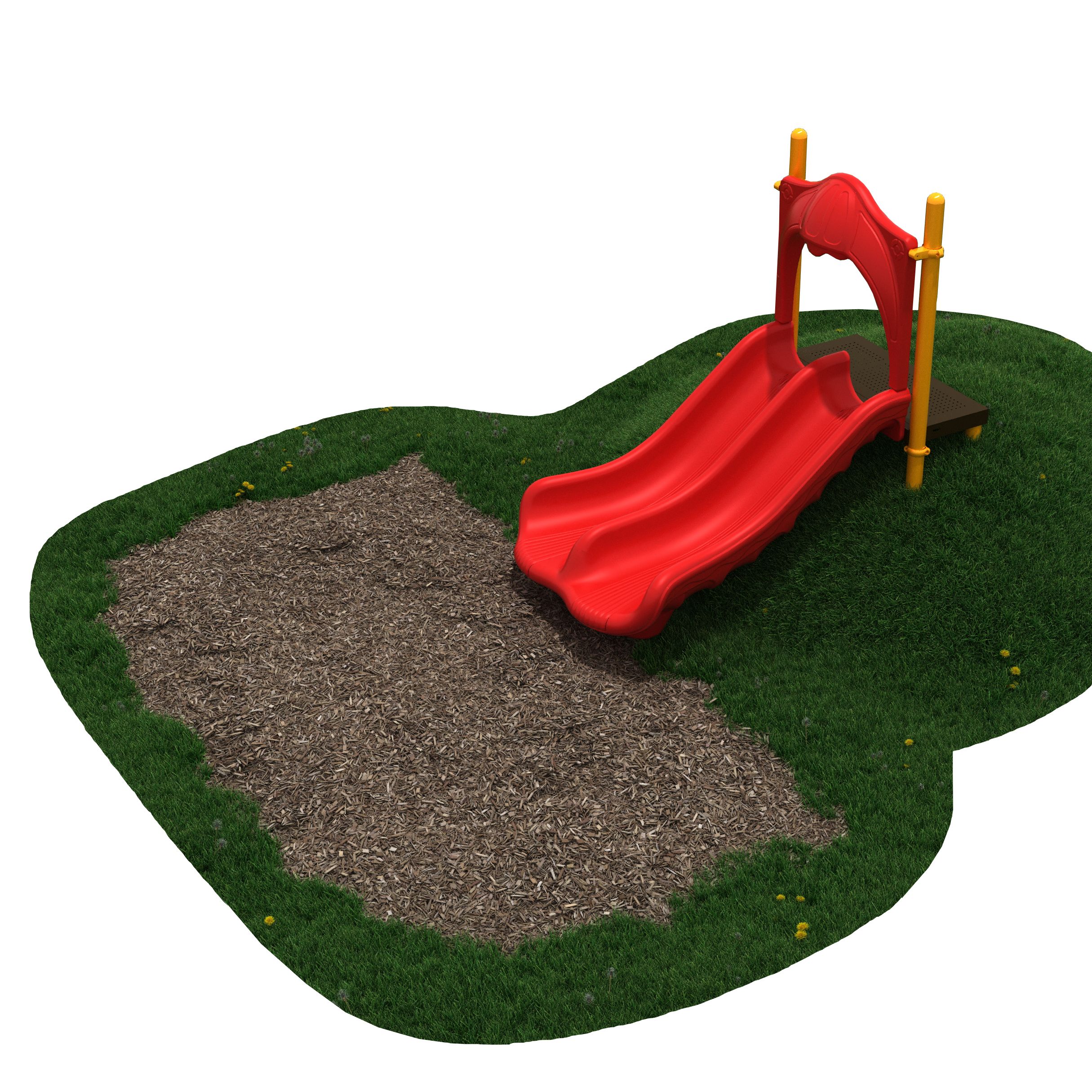 3-feet Double Straight Hillside Slide in Primary Red and Sunglow Yellow Posts
