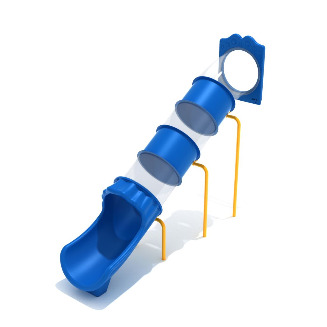 7-feet Deck Height Straight Tube Slide in Pacific Blue and Clear with Sunglow Yellow Support Posts - Slide and Supports Only