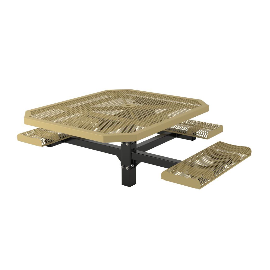 ADA Accessible Rolled Octagon Pedestal Table - 3 Seat - In-ground Mount